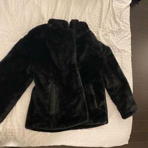 Zara Faux Fur Coat Size S Black